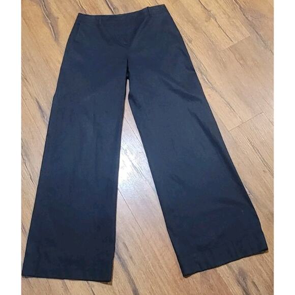 Piazza Sempione Women Black Wide Pants Made in Italy sz 12 cuffed hem 30" waist - Picture 1 of 9
